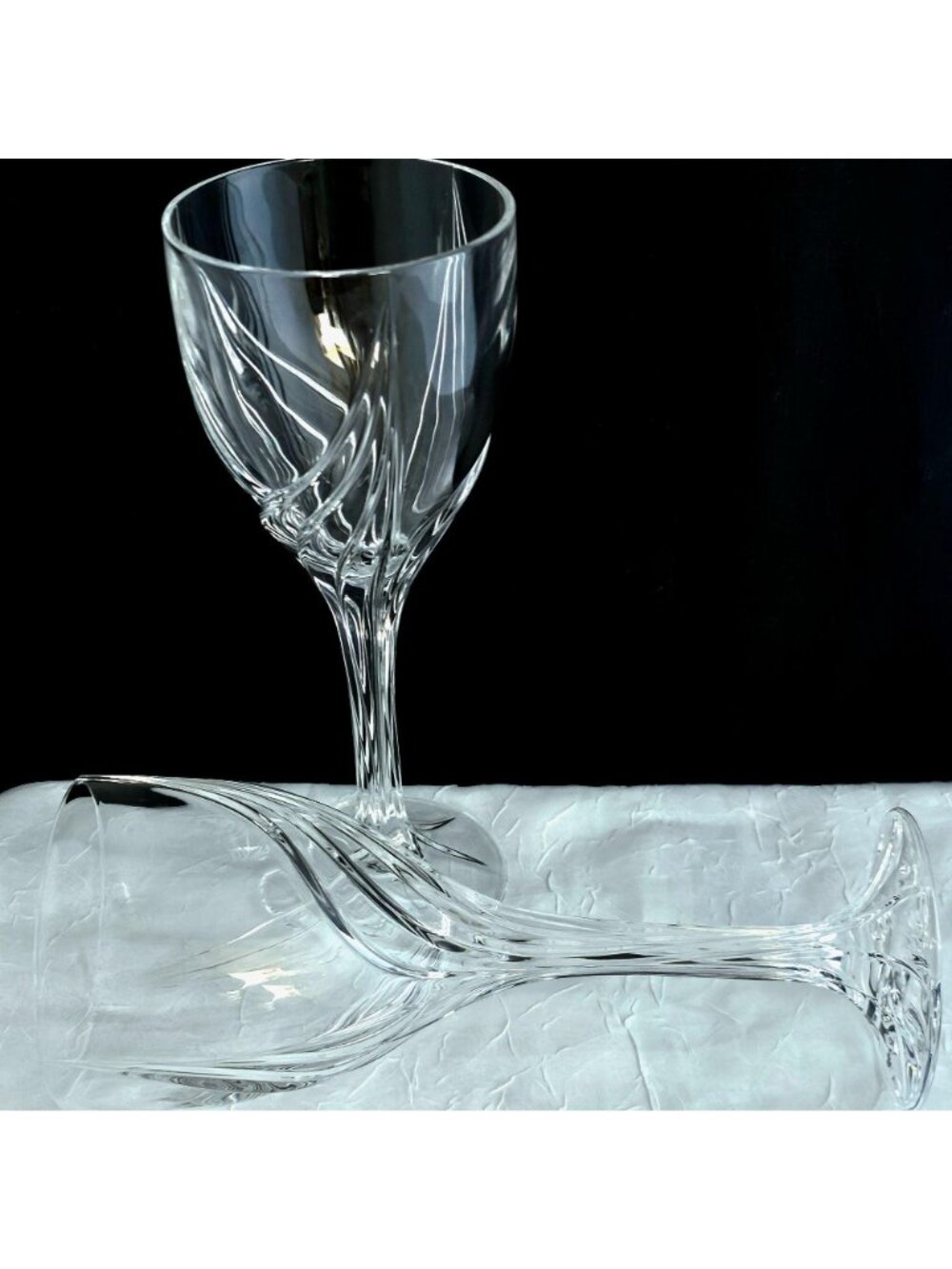 Lenox Crystal Debut Water Glasses 8.25" set-2 vertical swirl fine cut crystal - Picture 8 of 10